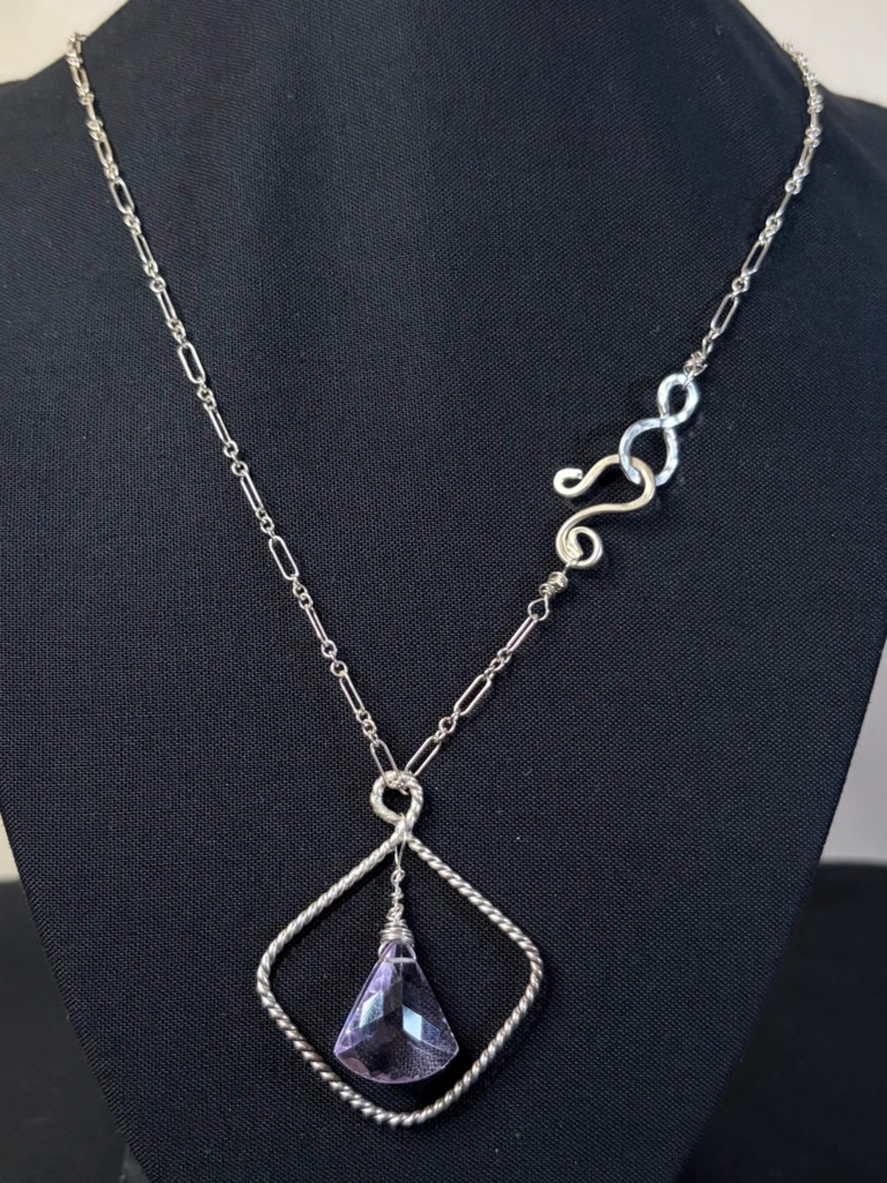 Sterling Silver Amethyst Artisan Hand Crafted Necklace - Picture 4 of 7
